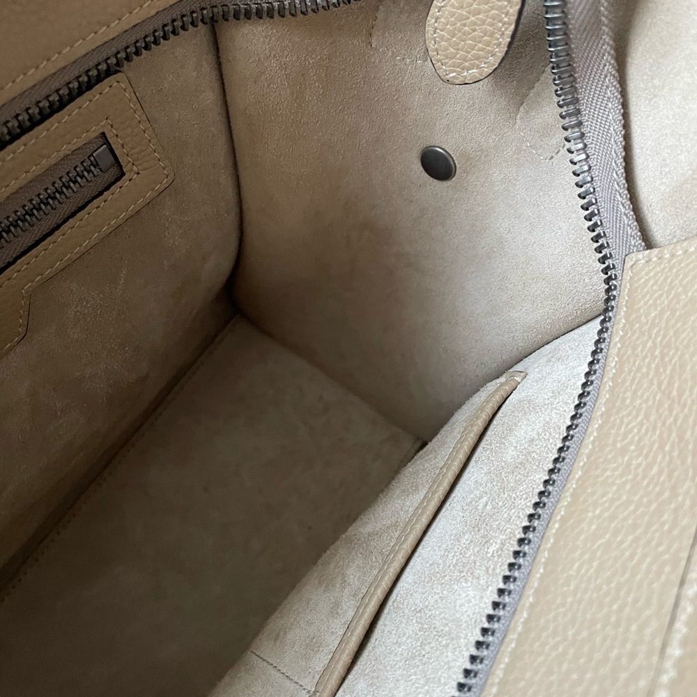 Authenticated Celine tote micro luggage drummed calfskin in Dune - Picture 6 of 12